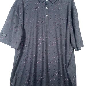 Sunday Swagger Golf Polo Shirt Men’s 3XL Gray Pink Splatter Performance